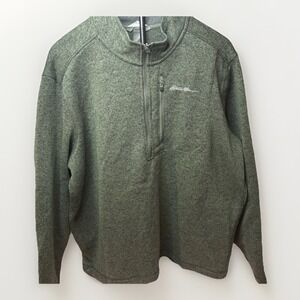 Eddie Bauer Men's XL 1/2 Zip Better Sweater Fleece Pullover Green